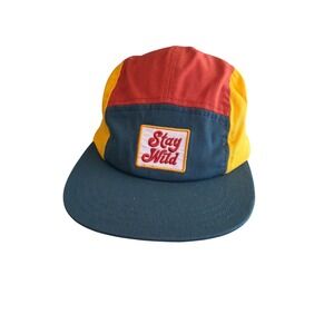 Trek Light 5 Panel Color Block Hat Stay Wild Patch Red Yellow Blue Youth OSFM